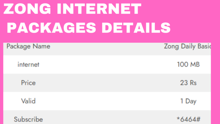 Zong Internet Packages Details Daily