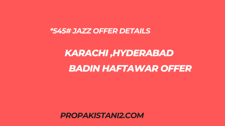 *545# Jazz Offer Details Karachi Haftawar Offer